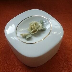 Otagiri Trinket Box with yellow rose